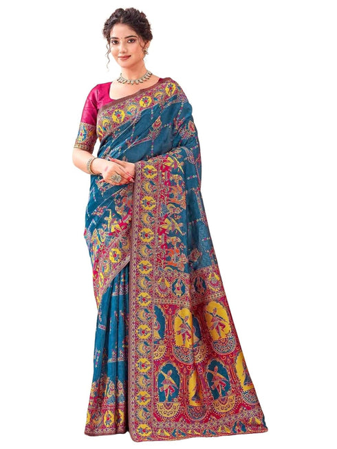 Vasthrlay Weaving Dark Saree