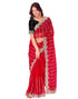 Vasthrlay Embroidery Scalloped Unstitched Red Saree