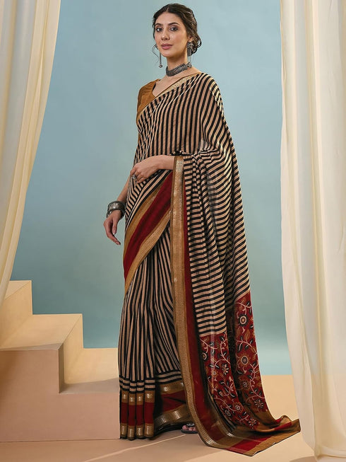 Vasthrlay Printed Weaving Maroon Saree