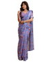 Vasthrlay Womens Printed Purple Saree With Unstitched Blouse Piece