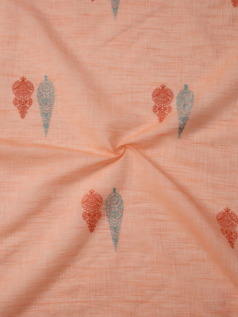 Vasthrlay Handloom Embroidered Apricot Saree