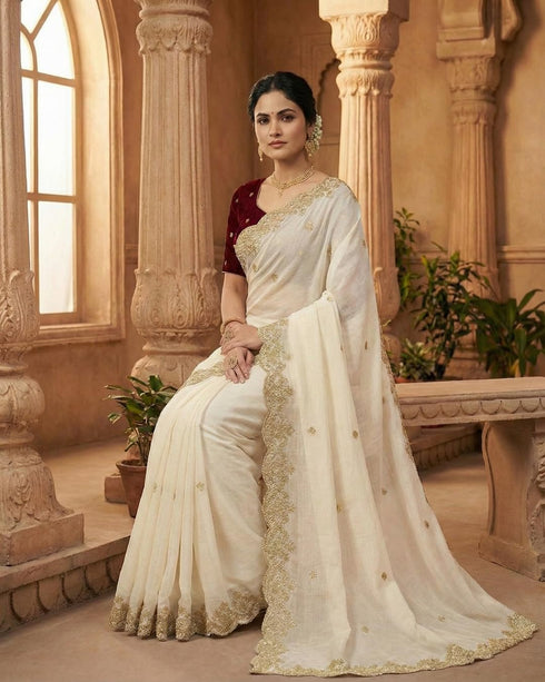 Vasthrlay Handcrafted Embroidered Contrast