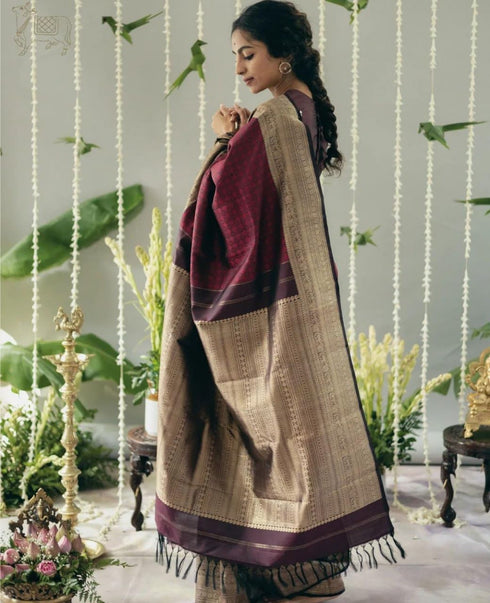 Vasthrlay Maroon Kanjivaram Saree
