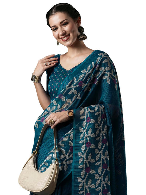 Vasthrlay Botanical Printed Unstitched Black Hs Ethnic Wear