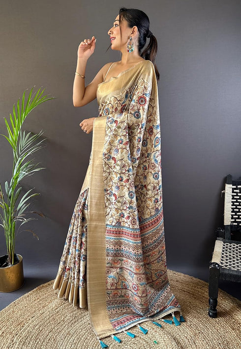 Vasthrlay Kanjivaram Kalamkari Printed Ethnic Wear