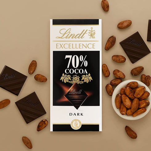 Lindt Excellence Dark 70 Cocoa Chocolate Bar and LINDT