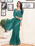 Vasthrlay Womens Printed Unstitched White Saree