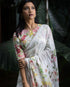 Vasthrlay White Printed Unstitched Saree