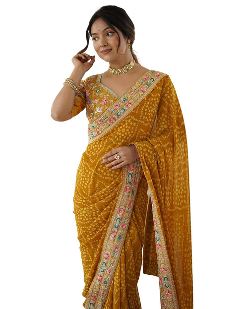 Vasthrlay Embroidery Scalloped Cherry Saree