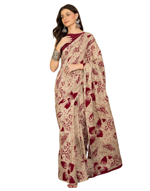 Vasthrlay Womens Printed Unstitched Purple Saree