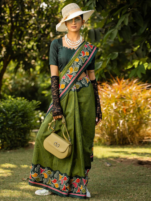Vasthrlay Madhubani Printed Unstitched Hs Ethnic Wear