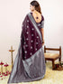 Vasthrlay Banarasi Jacquard Unstitched Purple Saree
