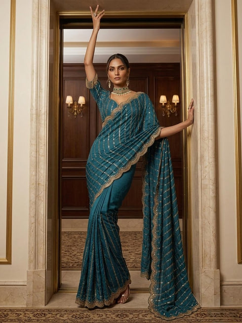 Vasthrlay Orange Traditional Saree