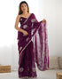 Vasthrlay Sequence Embroidery Unstitched Red Saree