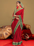 Vasthrlay Vichitra Embroidery Unstitched Red Saree