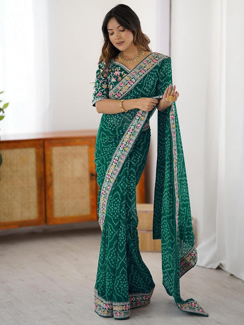 Vasthrlay Georgette Embroidery Mustard Mustard Yellow Saree