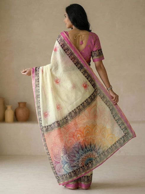 Vasthrlay Printed Peach1 Saree