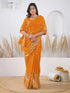 Vasthrlay Georgette Printed Orange Saree With Unstitched Blouse Piece