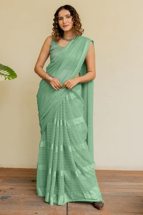 Vasthrlay Fashion Georgette Green Ethnic Wear