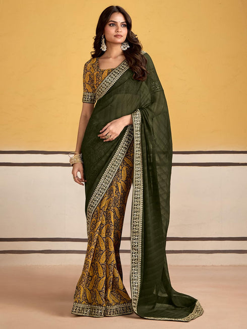 Vasthrlay Georgette Embroidered Unstitched Designer Ethnic Wear