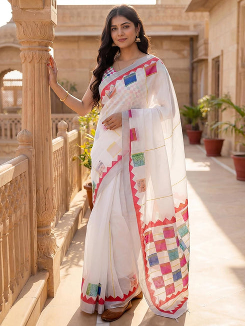 Vasthrlay Printed Peach1 Saree