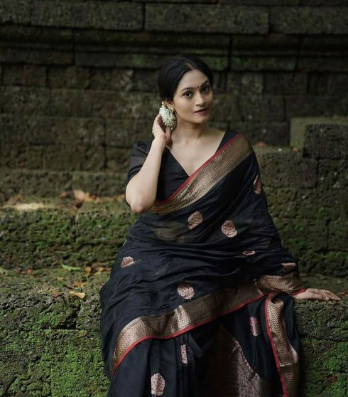 Vasthrlay Black Kanjivaram Saree