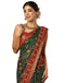 Vasthrlay Georgette Bandhani Dark Green & Maroon Saree With Unstitched Blouse Piece