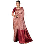 Vasthrlay Banarasi Kanjeevaram Light Pink Saree With Unstitched Blouse Piece