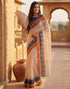 Vasthrlay Womens Printed Unstitched Peach Saree