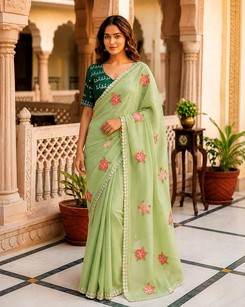 Vasthrlay Handcrafted Embroidered Contrast