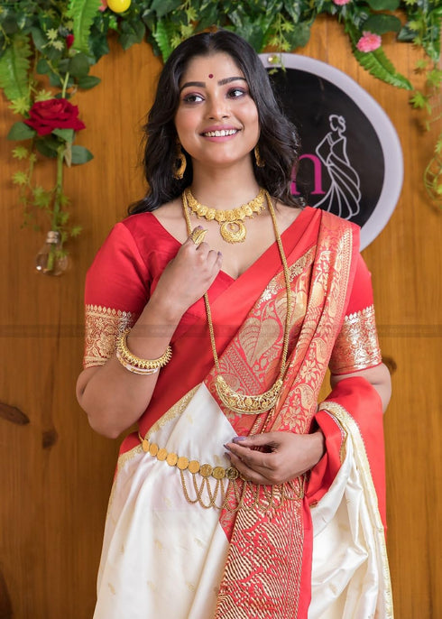 Vasthrlay White Kanjivaram Saree