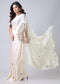 Vasthrlay Printed Kaftan Freehand Cream Soft Satin Saree