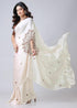 Vasthrlay Printed Kaftan Freehand Cream Soft Satin Saree