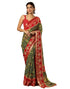Vasthrlay Georgette Bandhani Unstitched Dark Green Saree