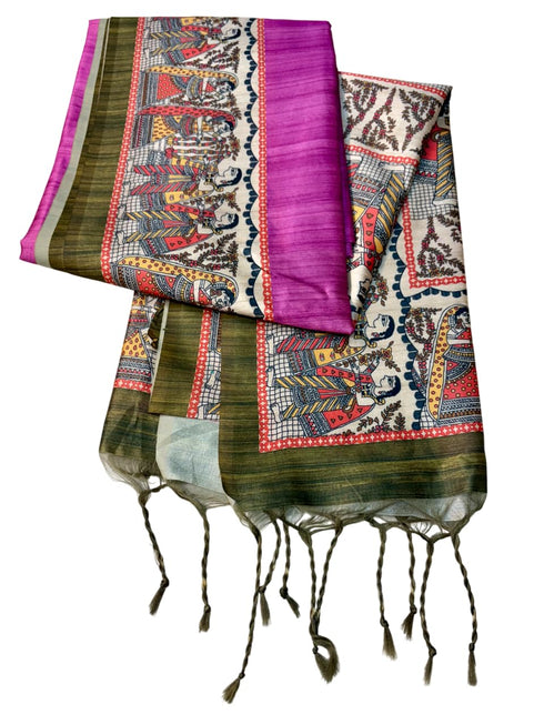 Vasthrlay Tussar Ghicha Traditional Kalamkari Madhubani