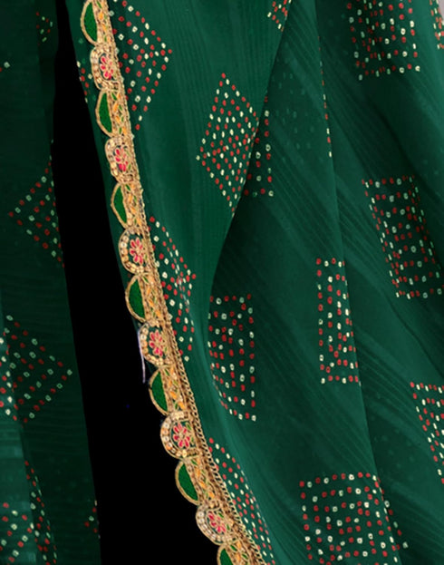 Vasthrlay Georgette Embroidery Unstitched Red Saree