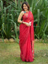 Vasthrlay Deep Red Linen Printed Lightweight Saree With Floral Sunflower Design
