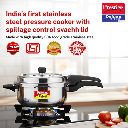 Prestige Deluxe Alpha Stainless Steel Pressure Cooker 4.0 L