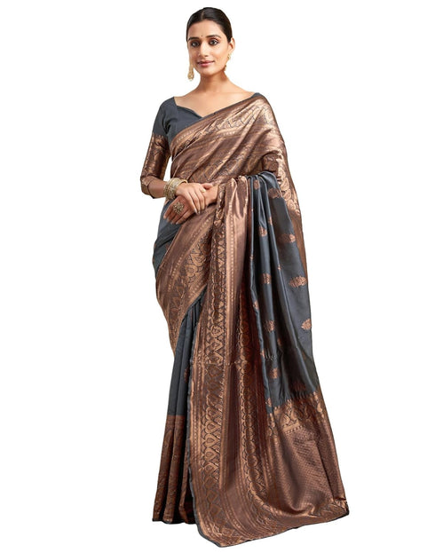 Vasthrlay Womens Banarasi Jacquard Sky Blue Saree