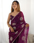 Vasthrlay Sequence Embroidery Unstitched Red Saree