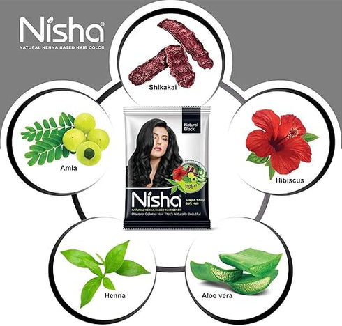 Nisha Natural Henna Powder - Natural Black
