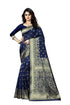 Vasthrlay Kanjivaram Banarasi Pari100 51 Peacock Blue Saree With Blouse Piece