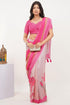 Vasthrlay Pink Paisley Printed Linen Saree With Unstitched Blouse Piece