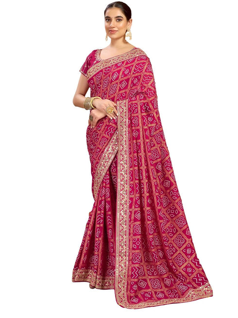 Vasthrlay Georgette Embroidery Unstitched Dark Green Saree