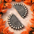 Oxidized Silver Earrings Half Moon Geometric Tribal Design