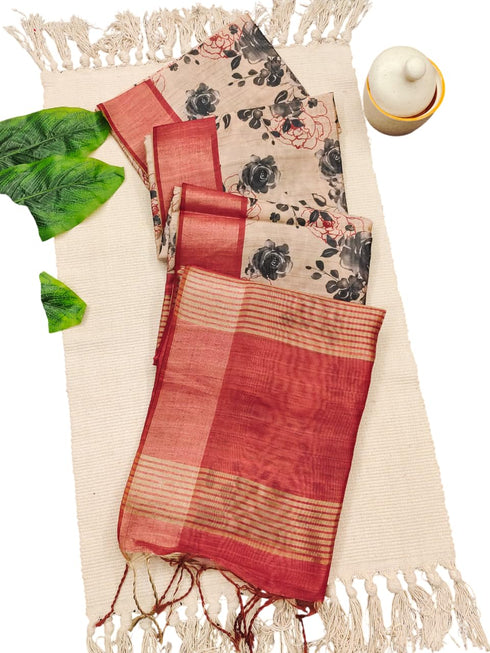 Vasthrlay Tussar Saree Designer Weaving Contrast