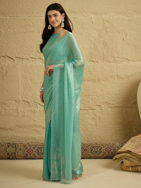 Vasthrlay Shimmer Chiffon Unstitched Designer Ethnic Wear