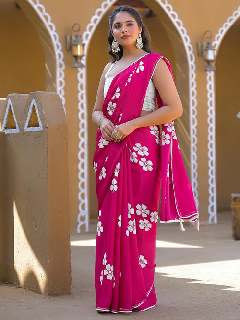 Vasthrlay Chinnon Printed Olive Saree