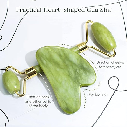 Himalayan Green Jade Roller & Gua Sha Set for Face and Neck