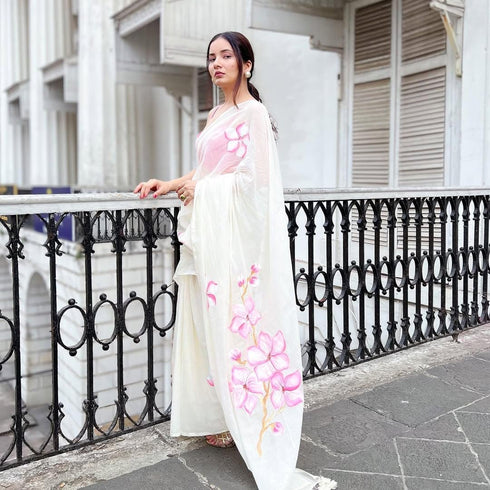 Vasthrlay Floral Handpaint Style Lightweight Festival